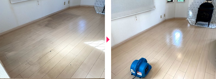フローリング洗浄、ワックスの施工例　東京都立川市のお客様宅